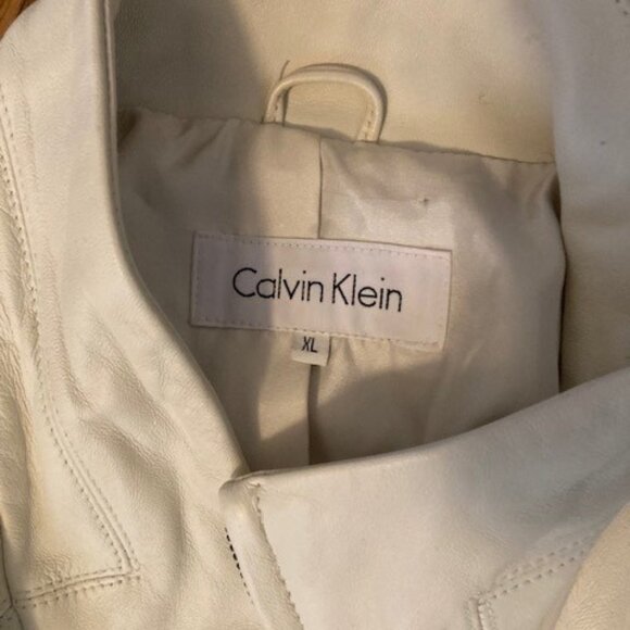 Calvin Klein Tailored Off-White Leather Jacket, XL - Picture 2 of 5